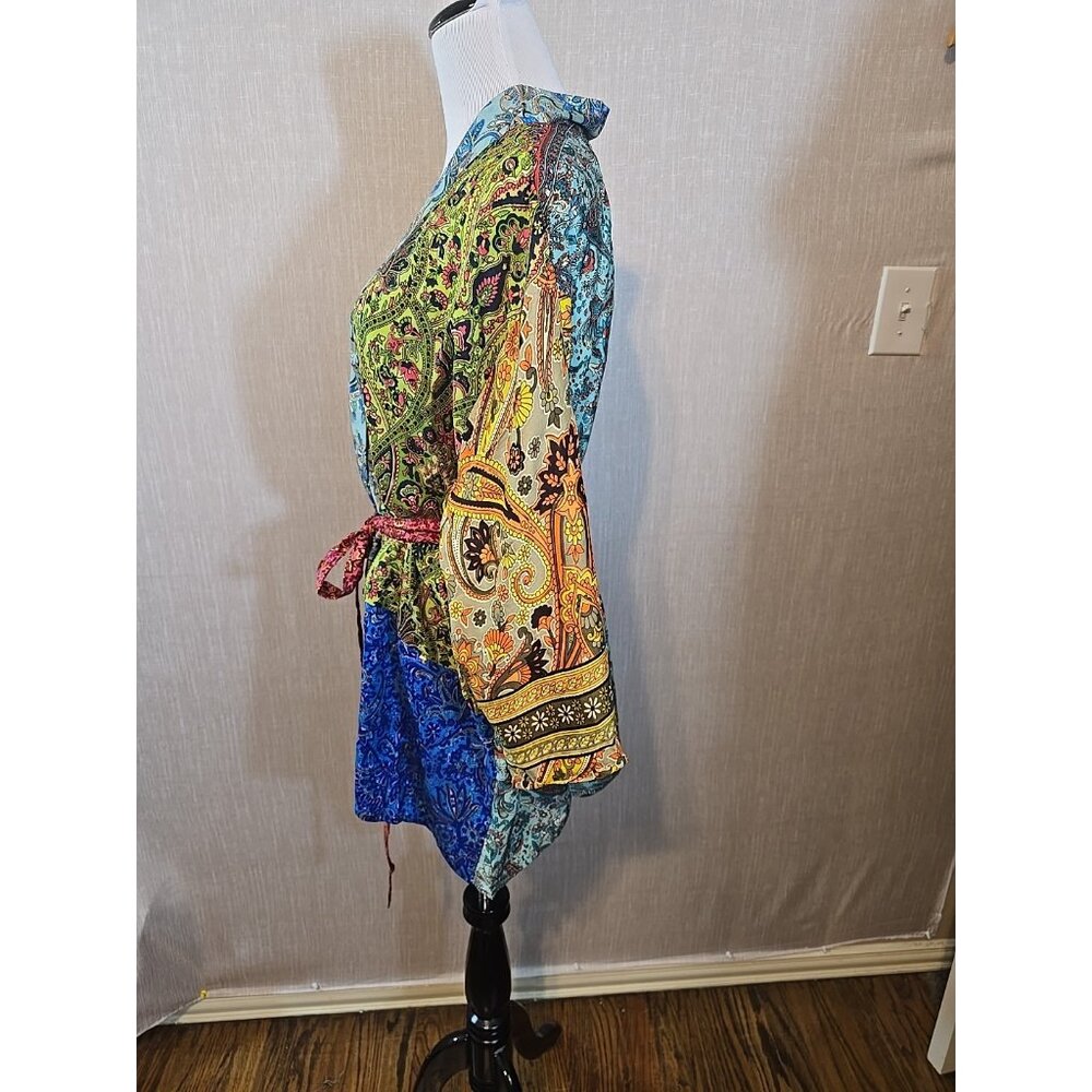 Patchwork print kimono Silk‎ Blend Tie short length  size S - Size XL New - Picture 5 of 16